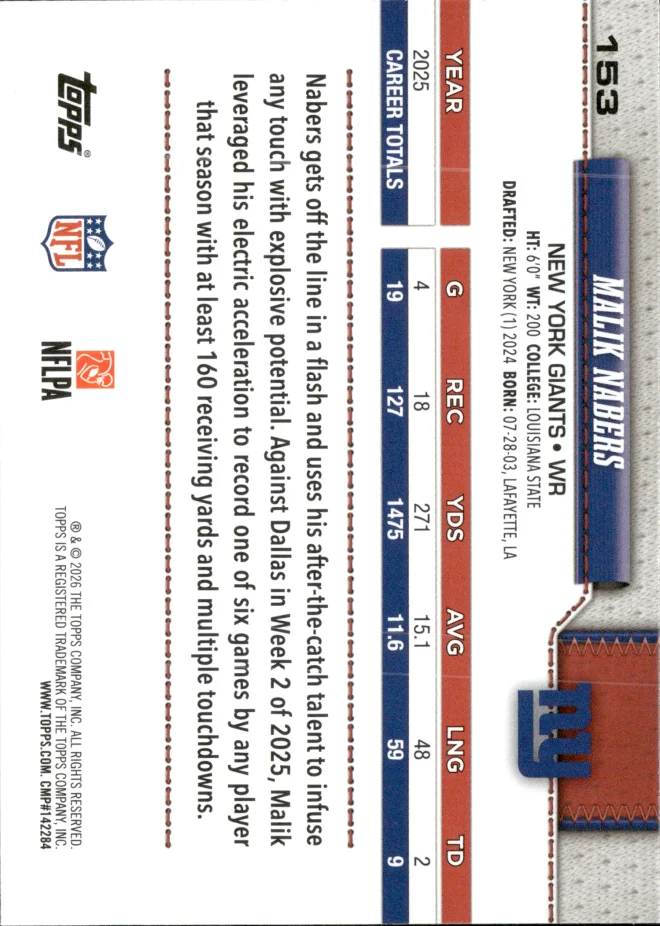 Malik Nabers card back