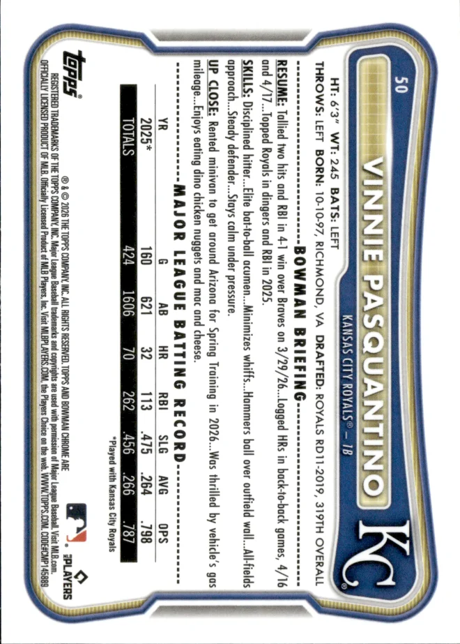 Vinnie Pasquantino card back