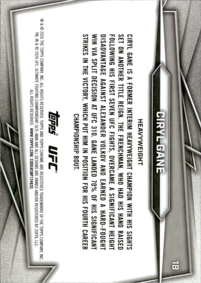 Ciryl Gane card back