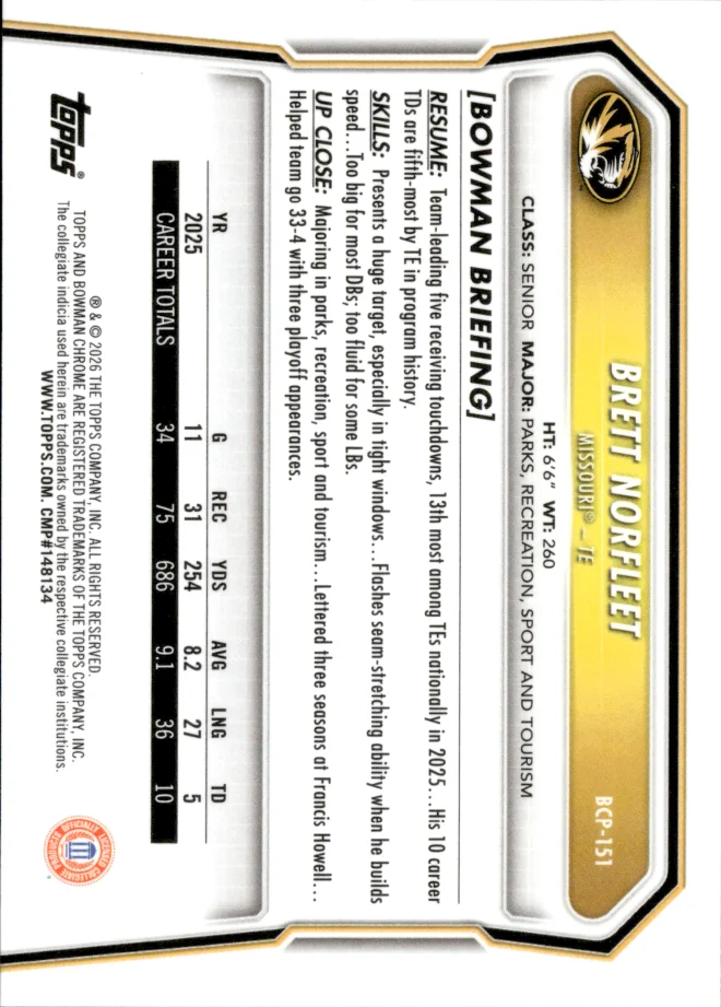 Brett Norfleet card back