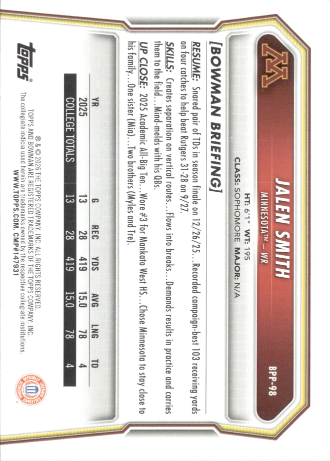 Jalen Smith card back