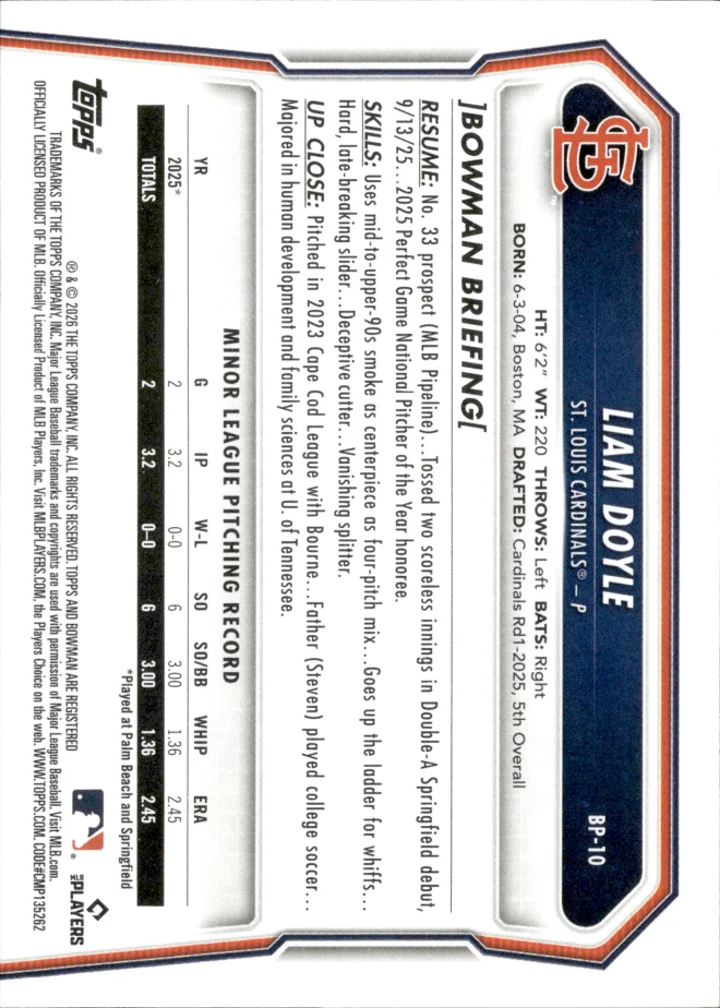Liam Doyle card back
