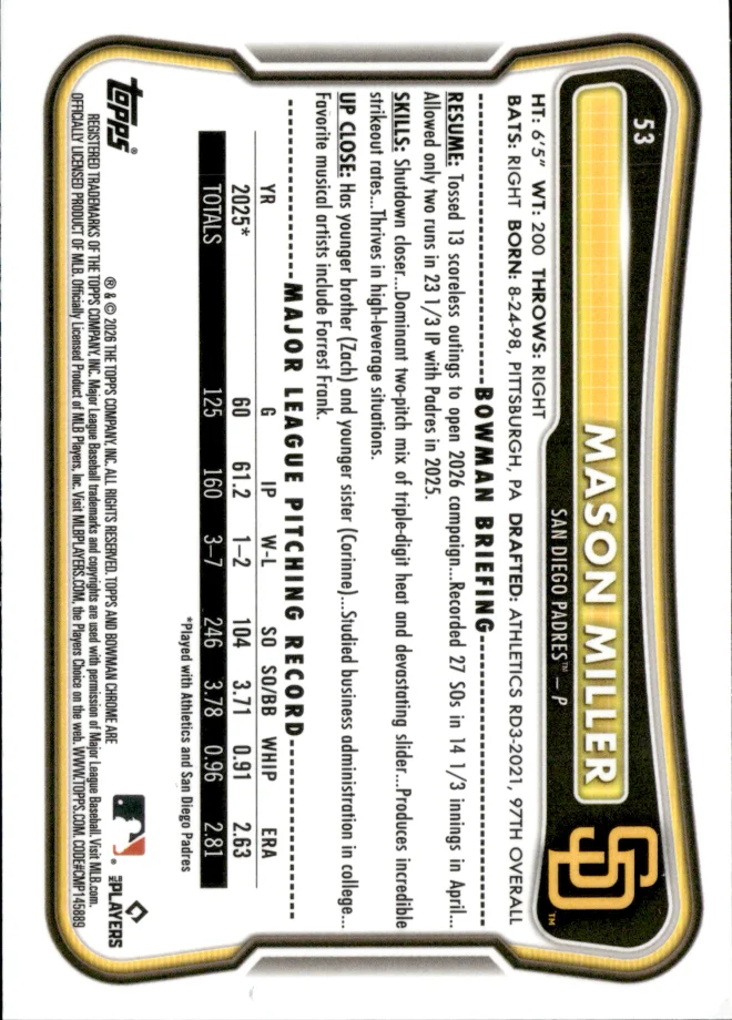 Mason Miller card back