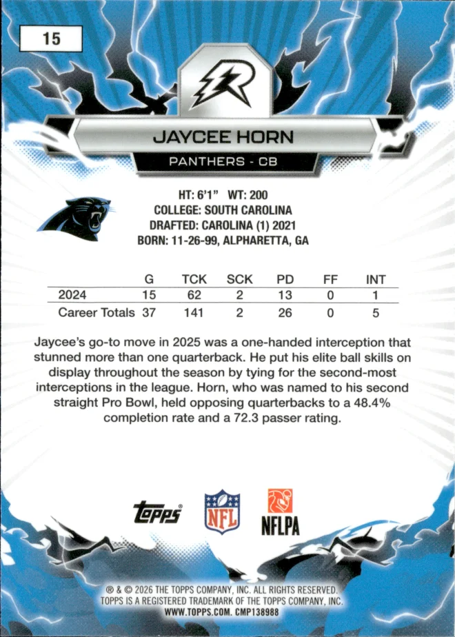 Jaycee Horn card back
