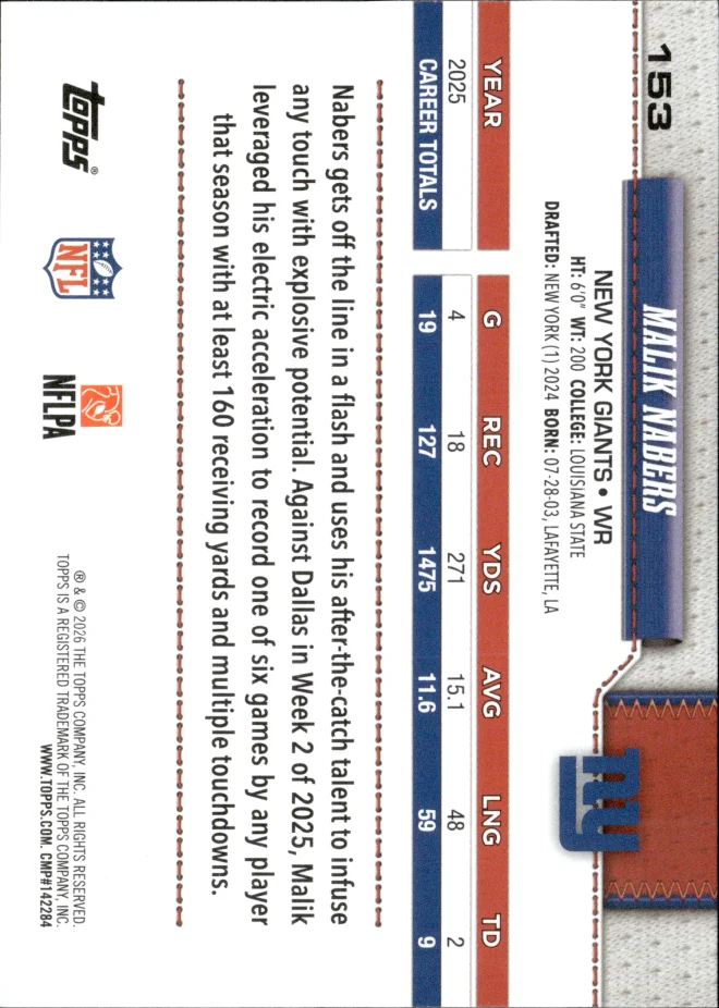 Malik Nabers card back