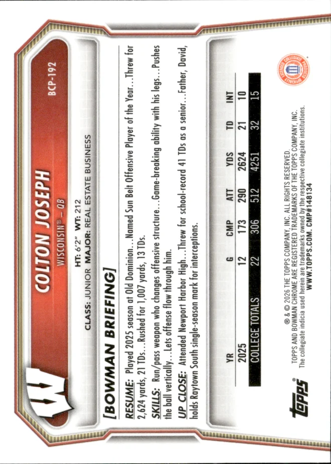Colton Joseph card back