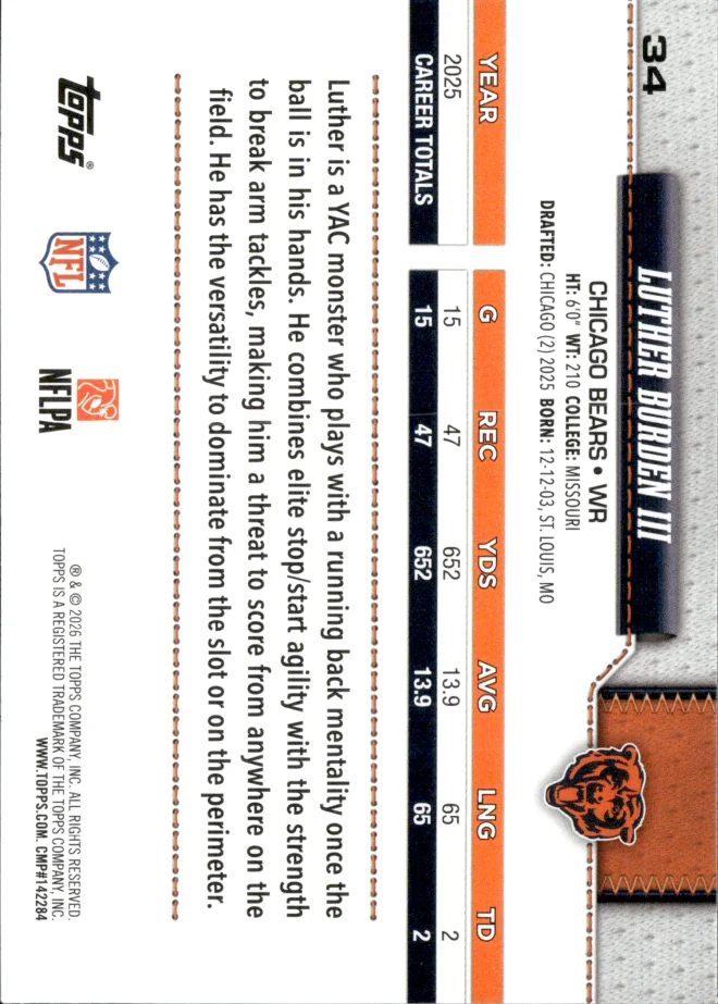 Luther Burden III card back