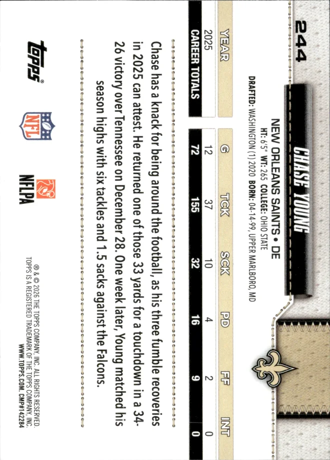 Chase Young card back