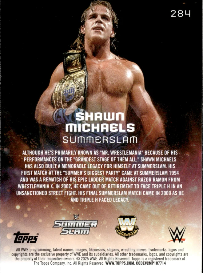 Shawn Michaels card back
