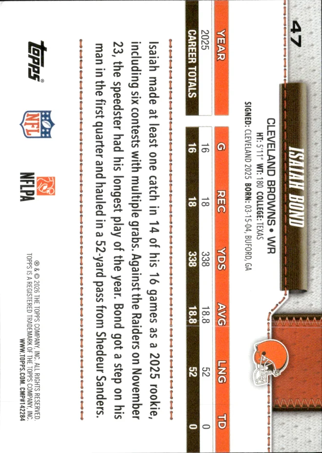 Isaiah Bond card back