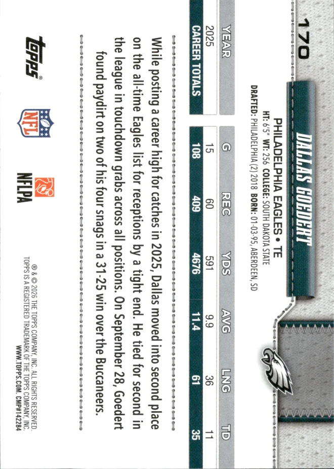 Dallas Goedert card back