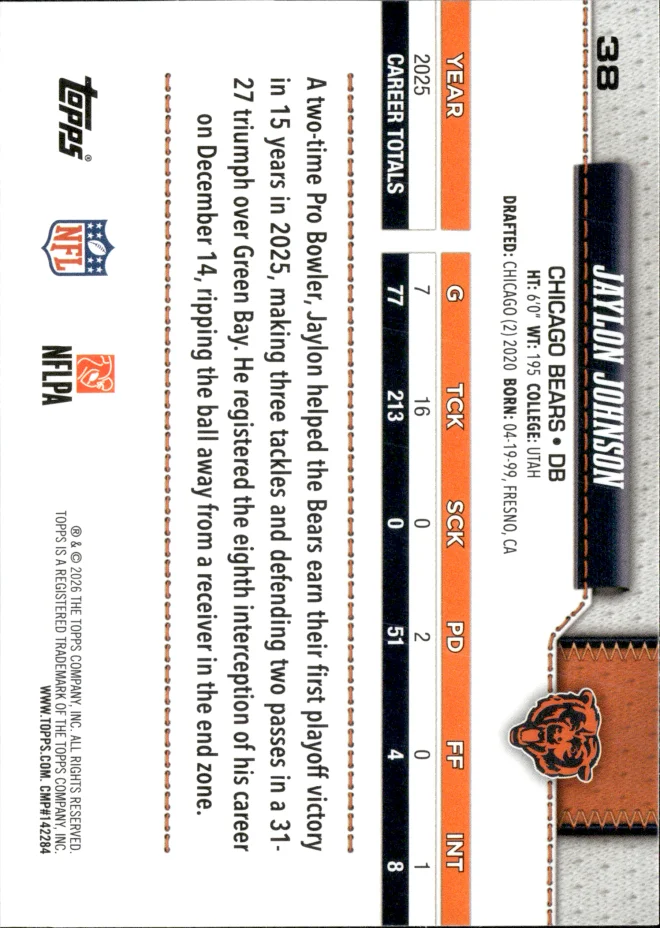Jaylon Johnson card back