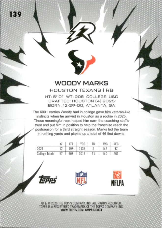 Woody Marks card back