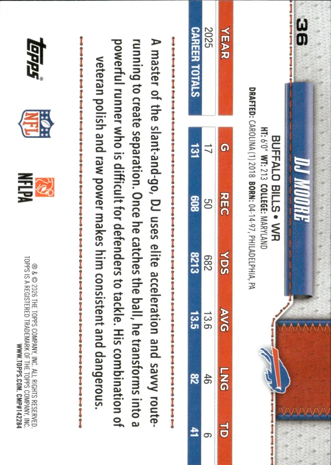 DJ Moore card back