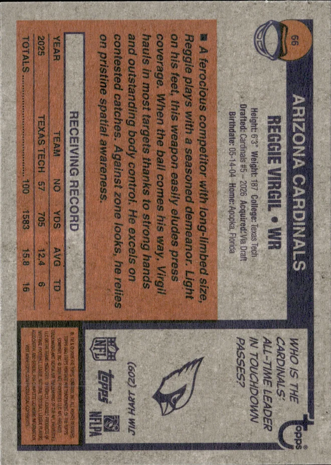 Reggie Virgil card back