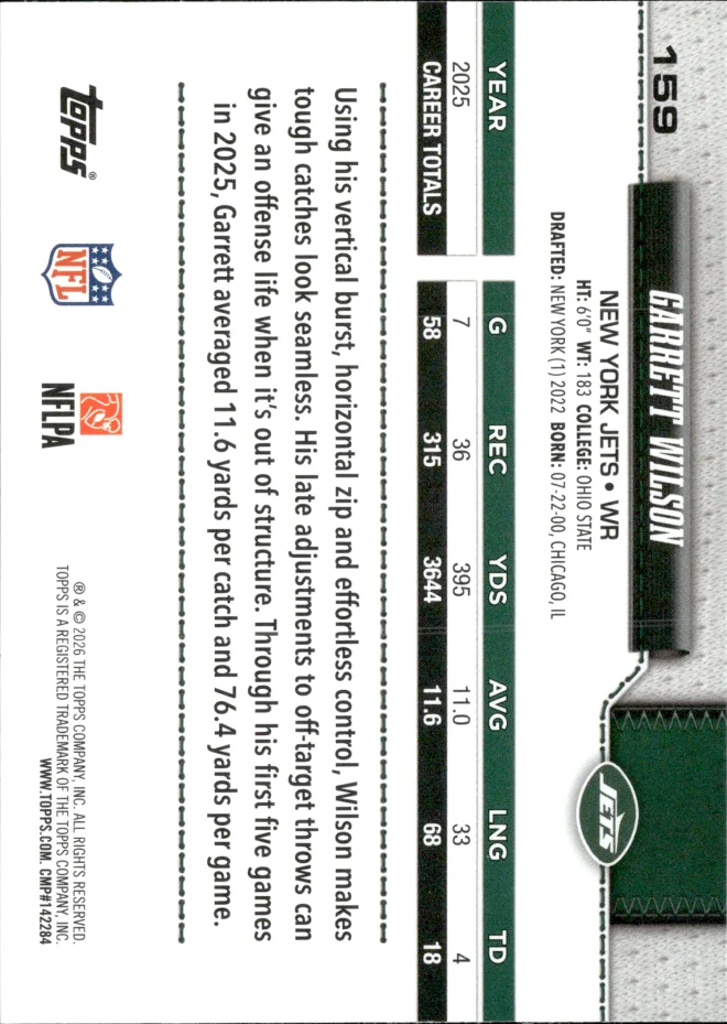 Garrett Wilson card back