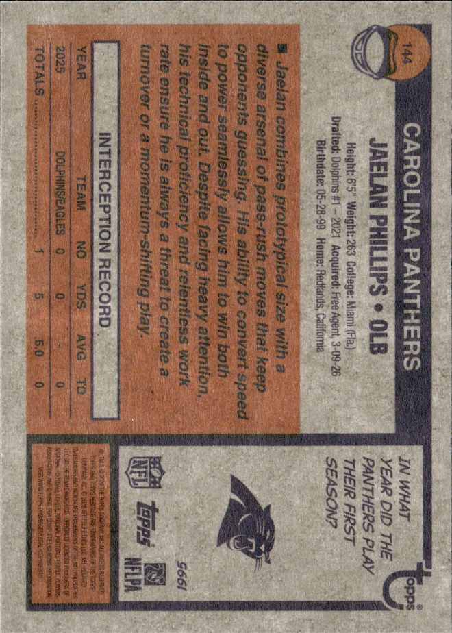 Jaelan Phillips card back