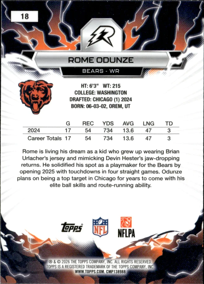 Rome Odunze card back