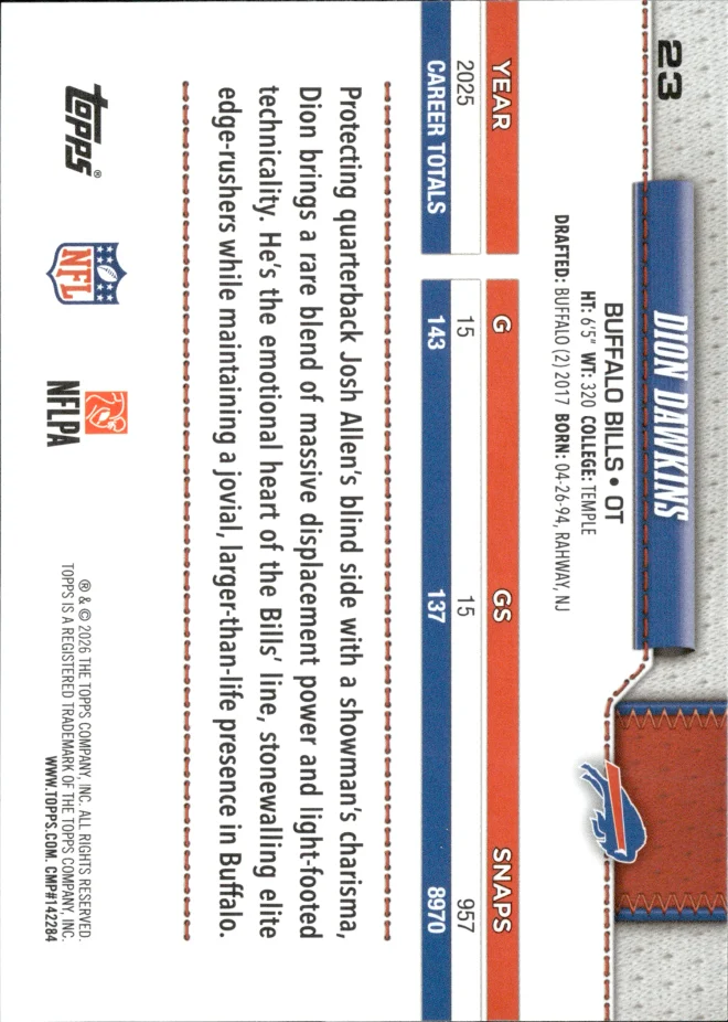 Dion Dawkins card back