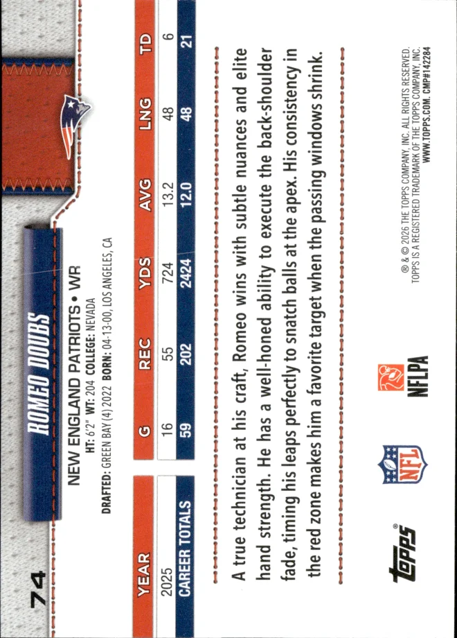 Romeo Doubs card back