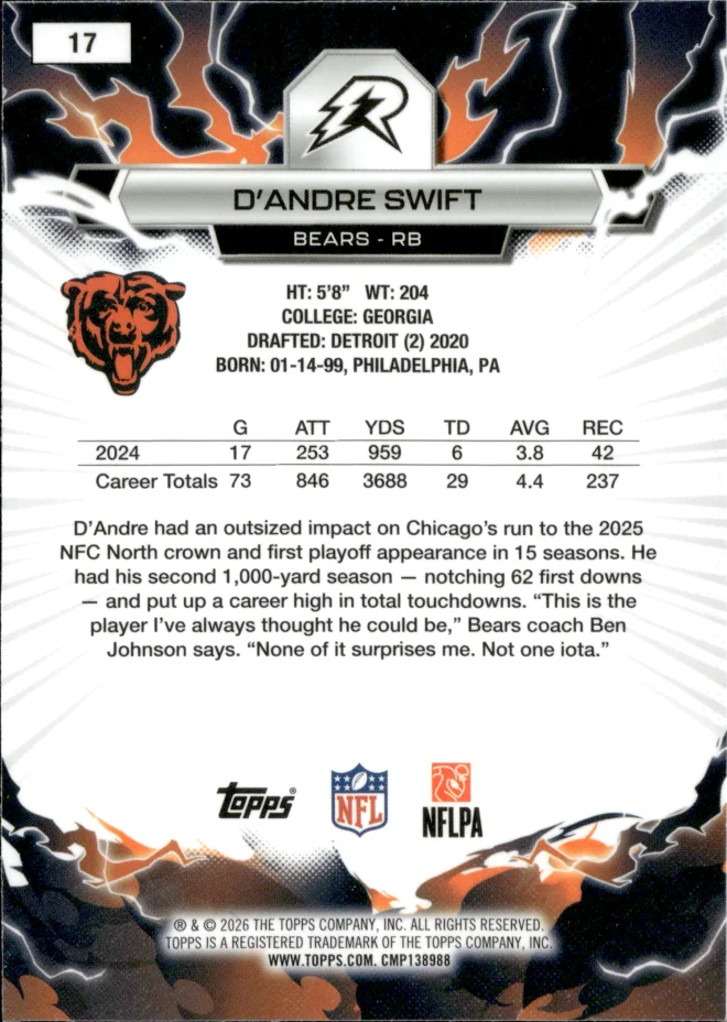 D'Andre Swift card back