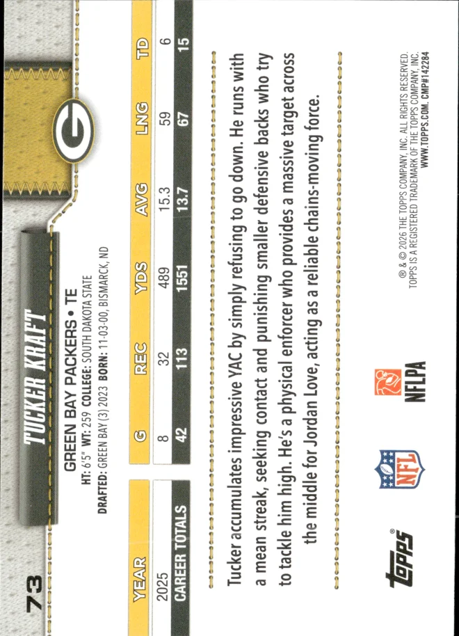 Tucker Kraft card back
