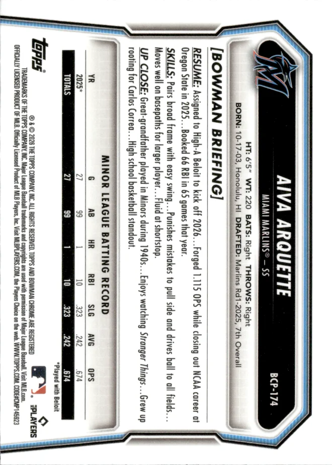 Aiva Arquette card back