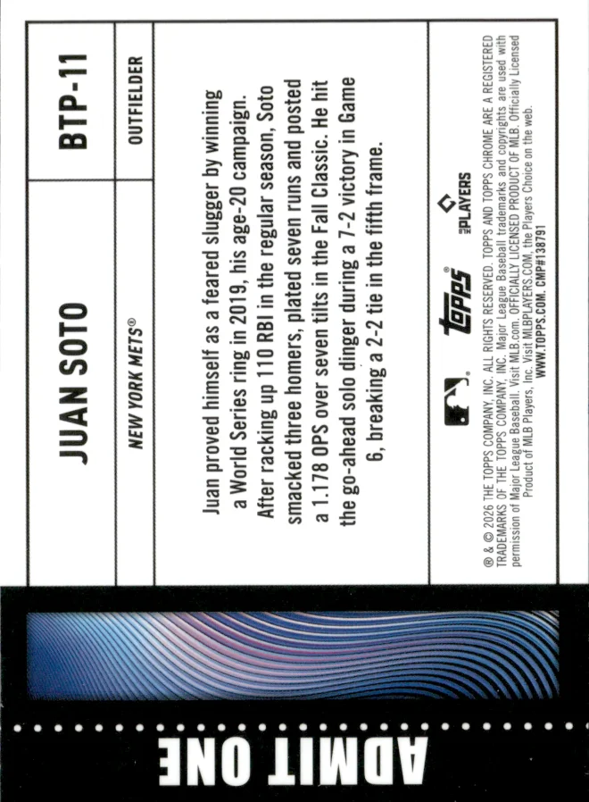 Juan Soto card back