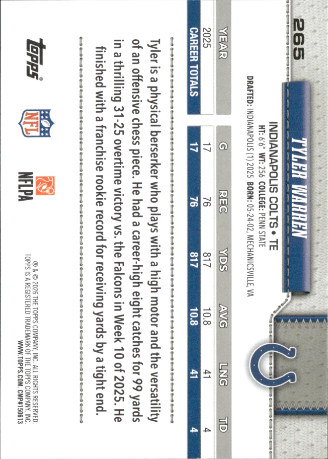 Tyler Warren card back