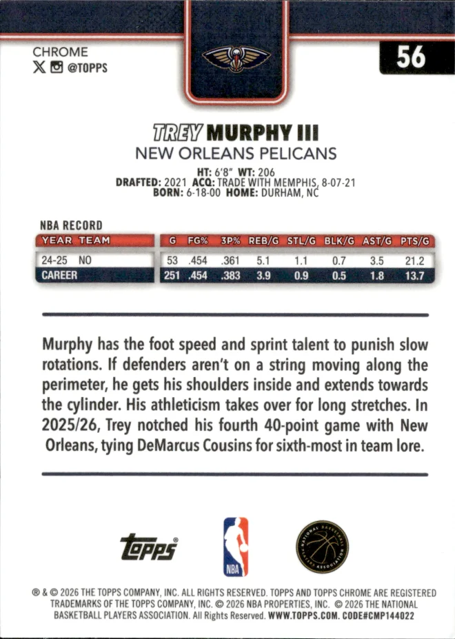 Trey Murphy III card back