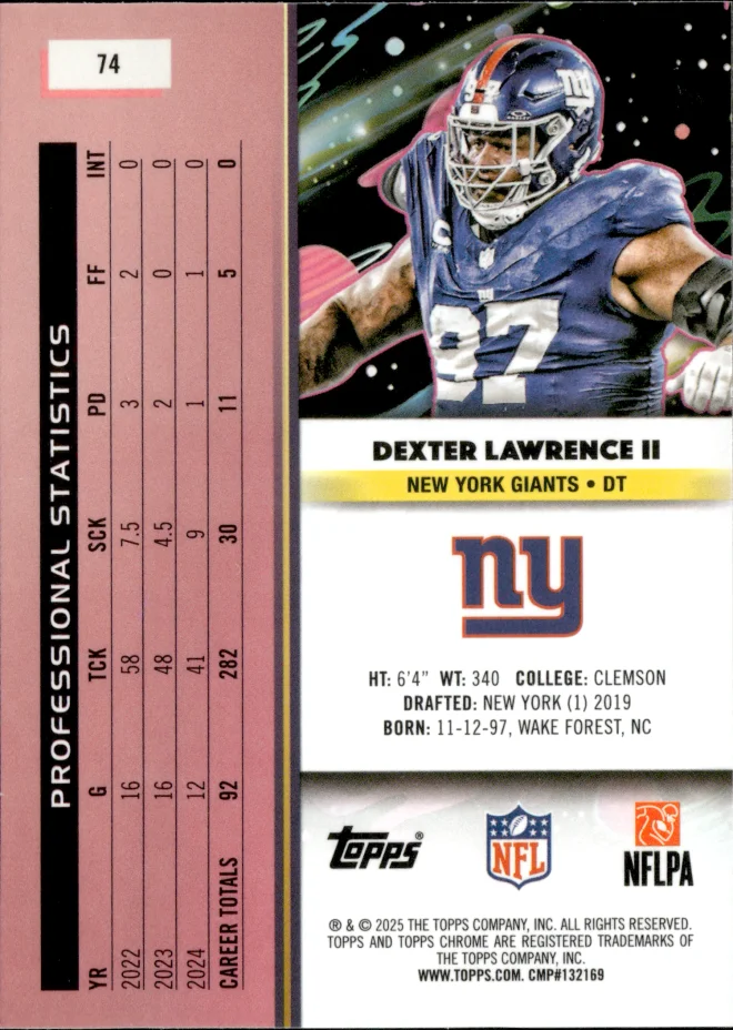 Dexter Lawrence II card back