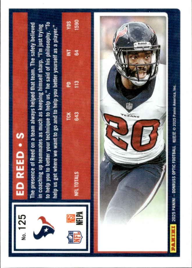 Ed Reed card back