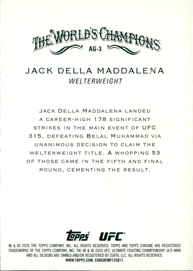Jack Della Maddalena card back