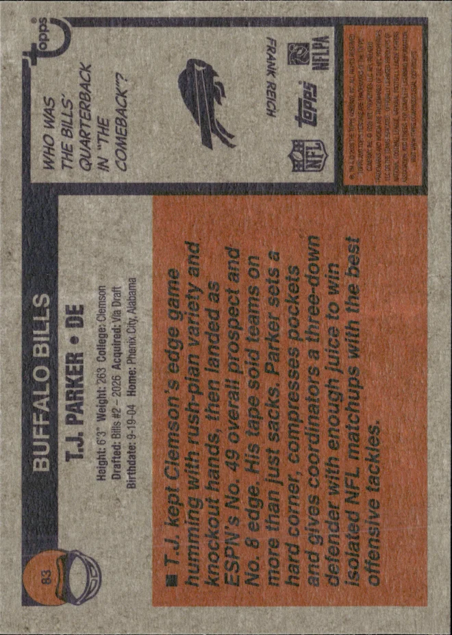 T.J. Parker card back