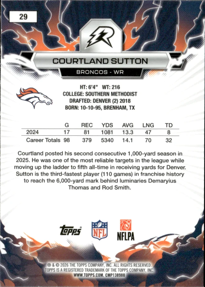 Courtland Sutton card back