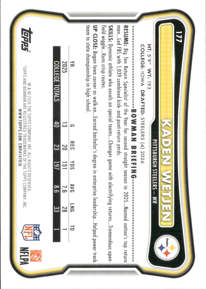 Kaden Wetjen card back