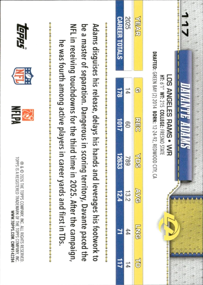 Davante Adams card back