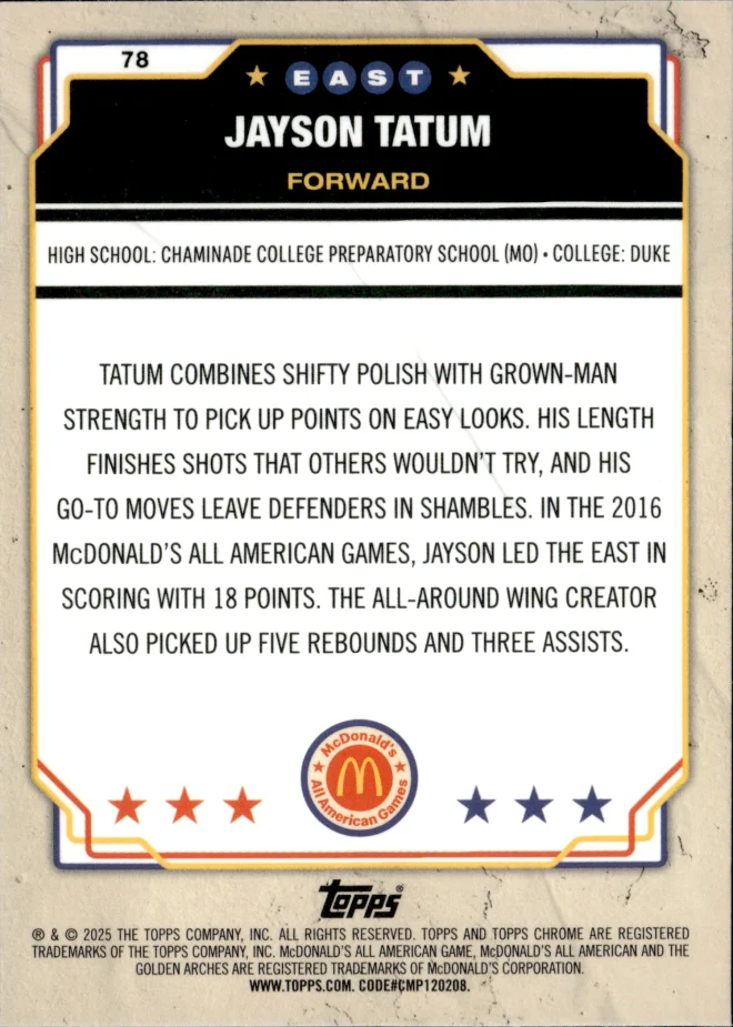 Jayson Tatum card back