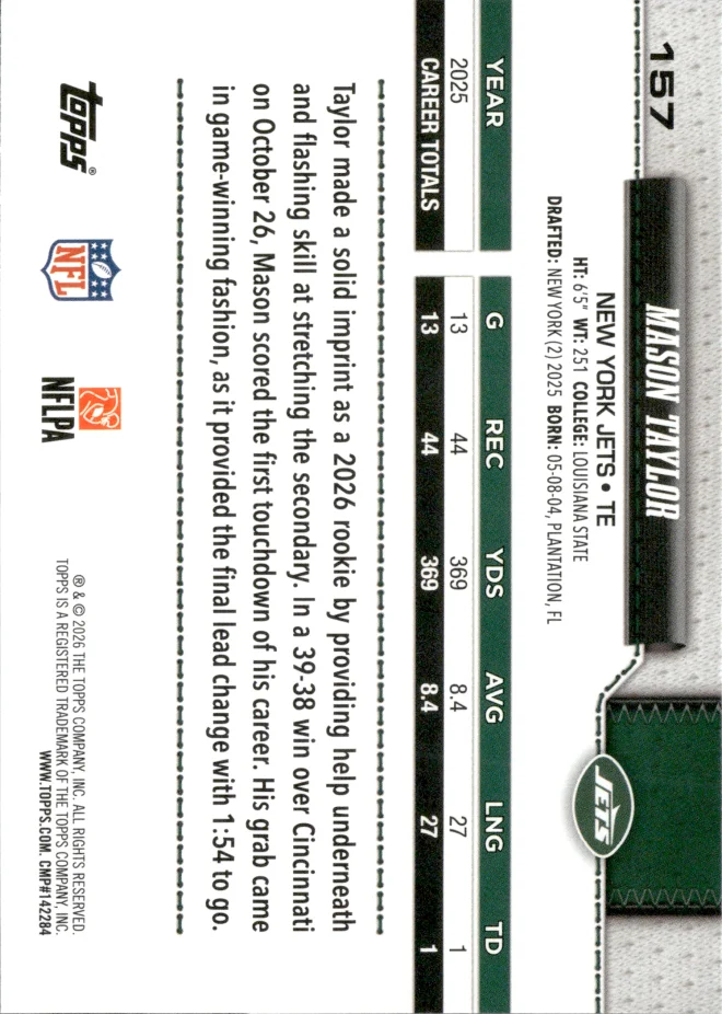 Mason Taylor card back