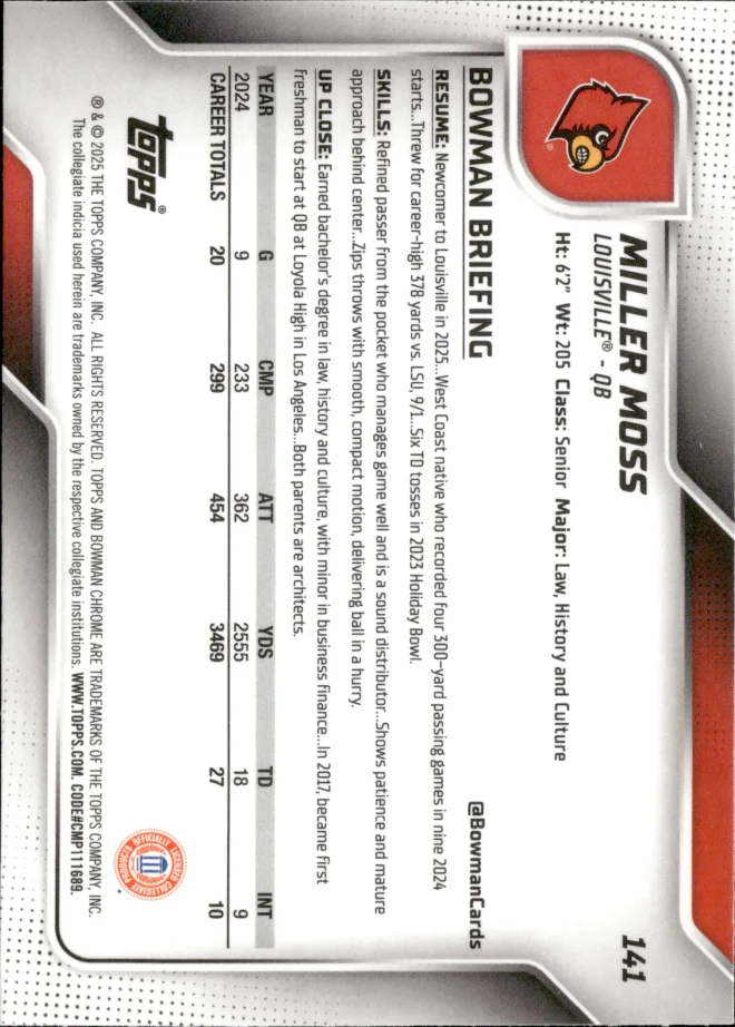 Miller Moss card back