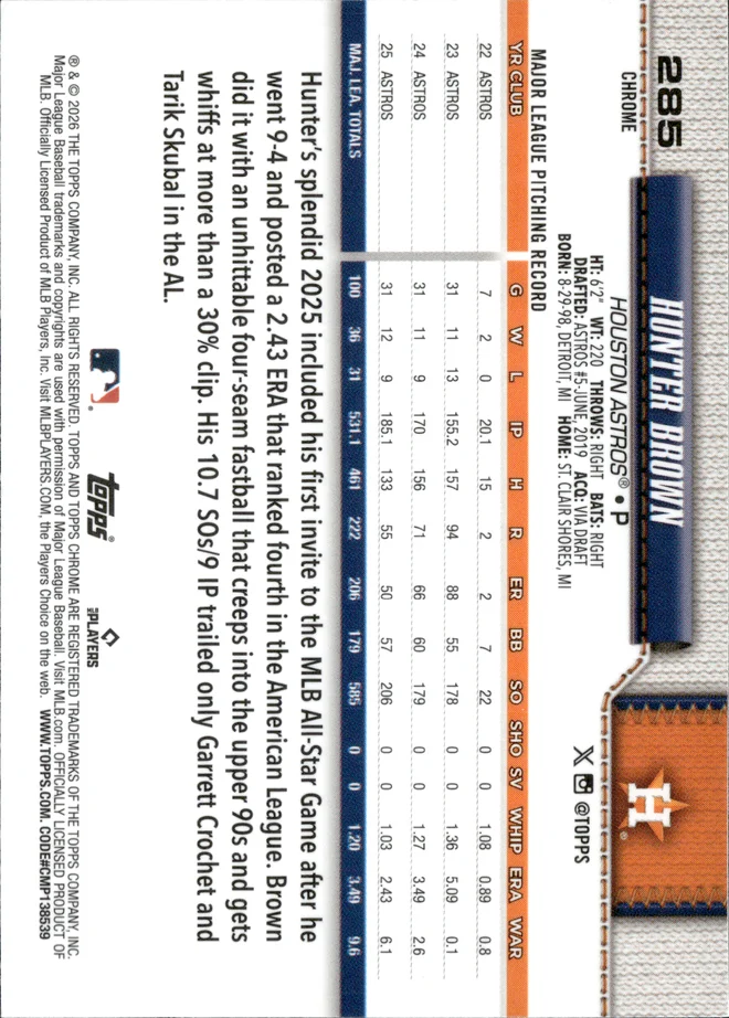 Hunter Brown card back