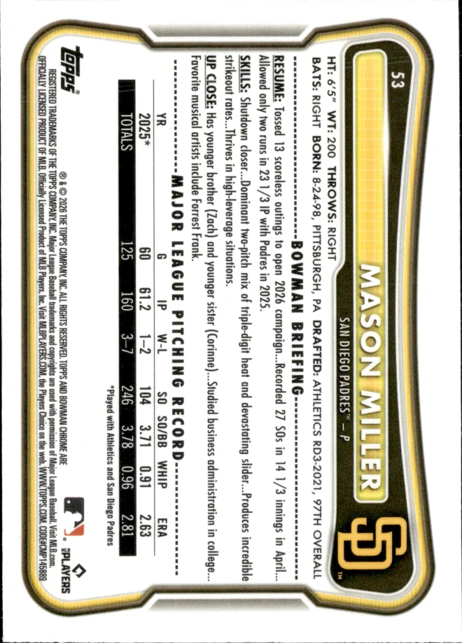 Mason Miller card back