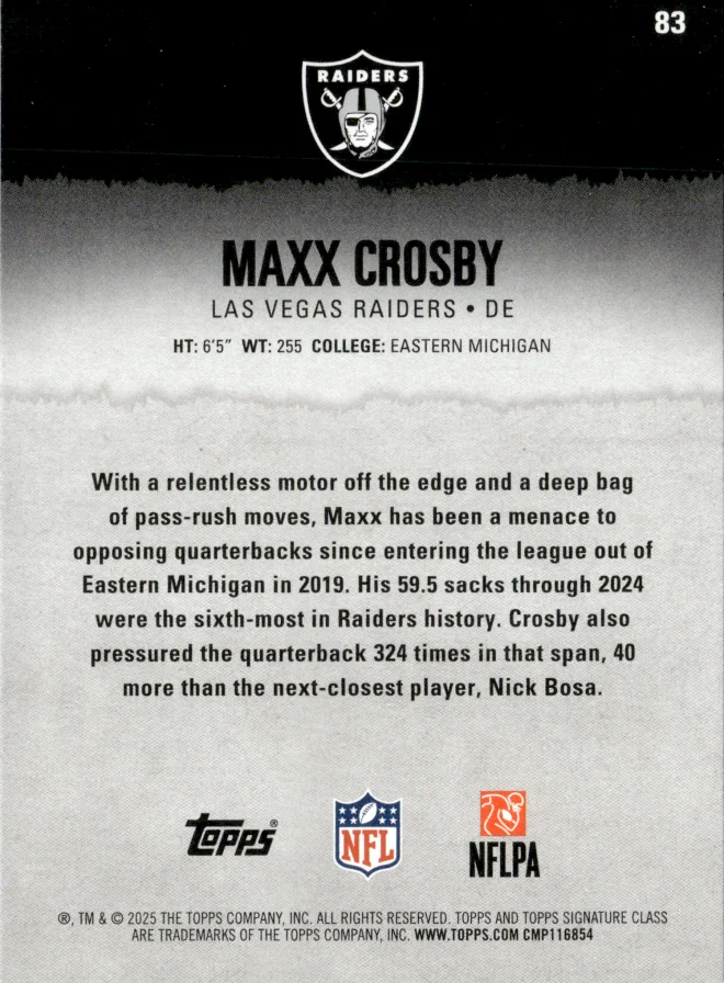 Maxx Crosby card back