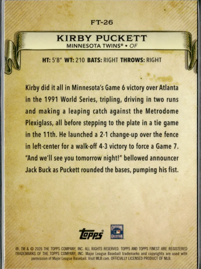 Kirby Puckett card back