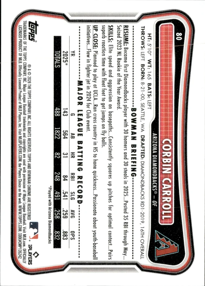 Corbin Carroll card back