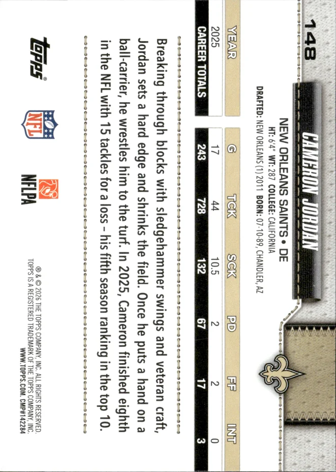 Cameron Jordan card back