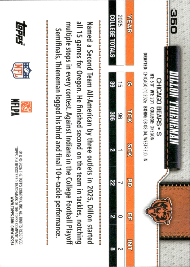 Dillon Thieneman card back