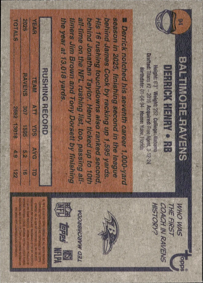 Derrick Henry card back