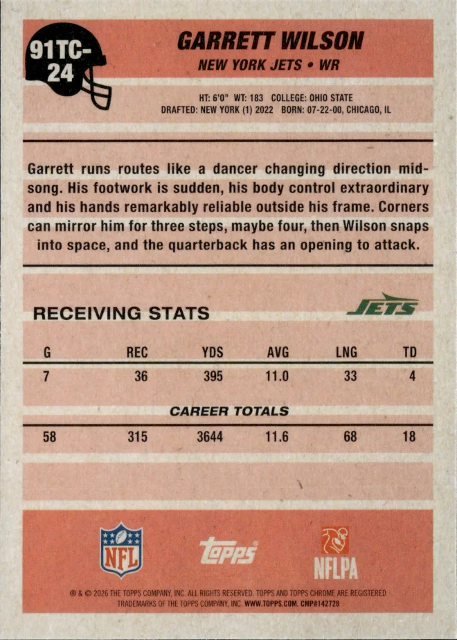 Garrett Wilson card back