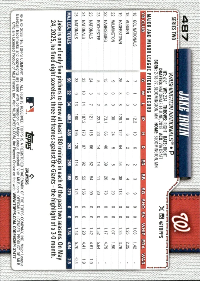 Jake Irvin card back